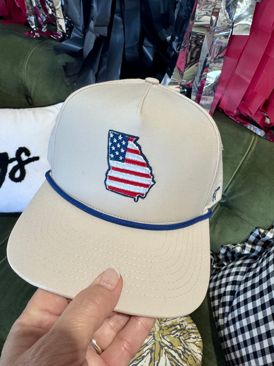 Georgia flag state hat khaki