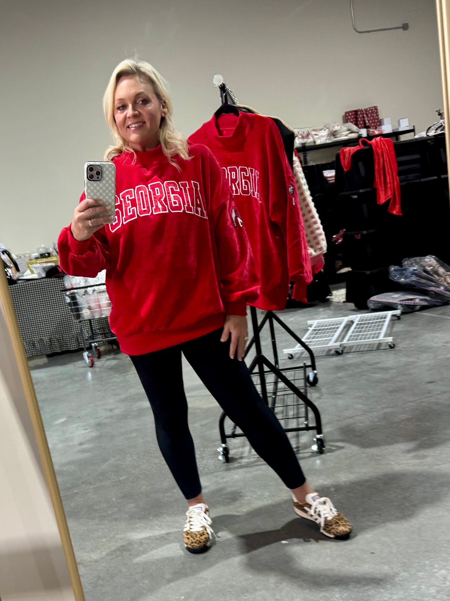 Chenille mock neck red licensed Georgia