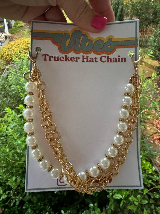 Trucker hat chain triple layer pearl