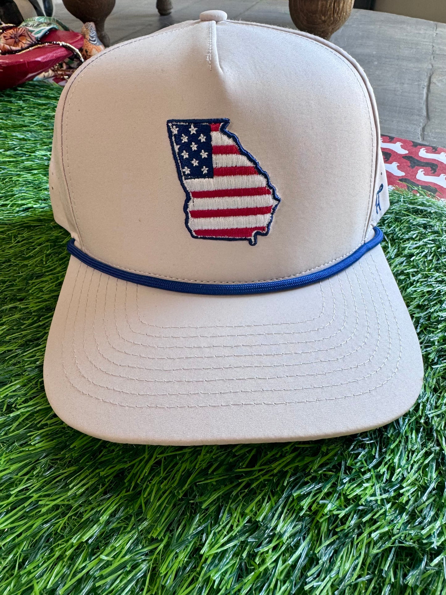 Georgia flag state hat khaki