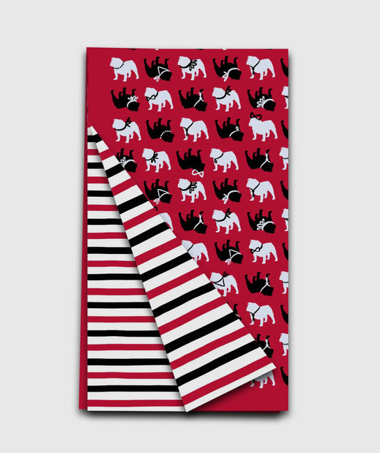 Bulldog tea towel double sided