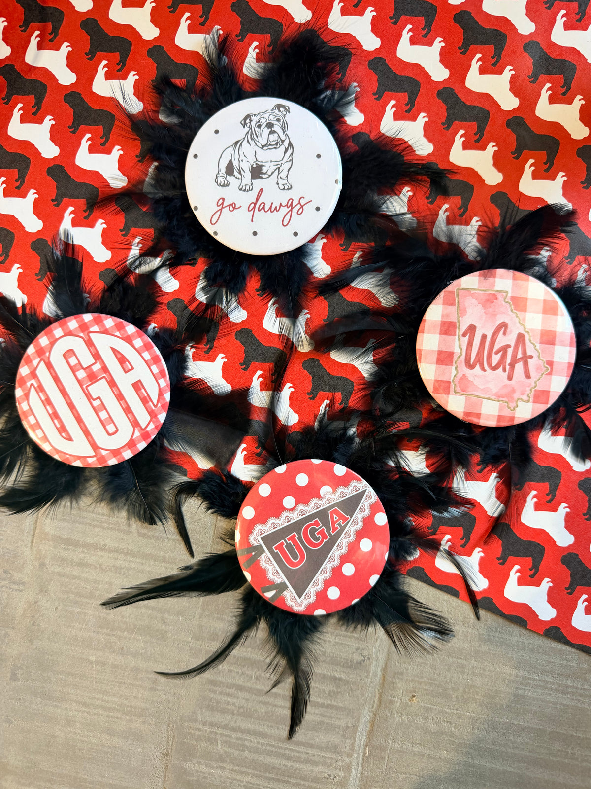 Feather game day buttons