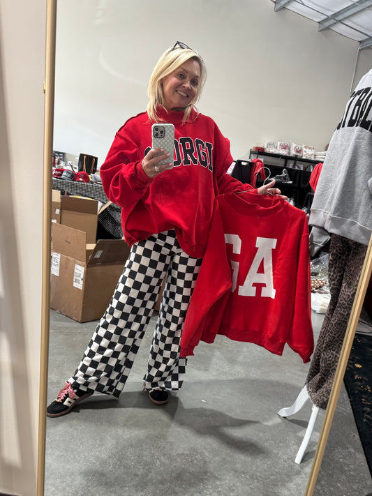 Red mock neck reversible georgia