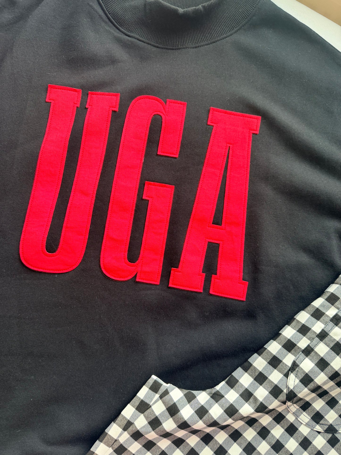 Mock neck with UGA appliqué licensed