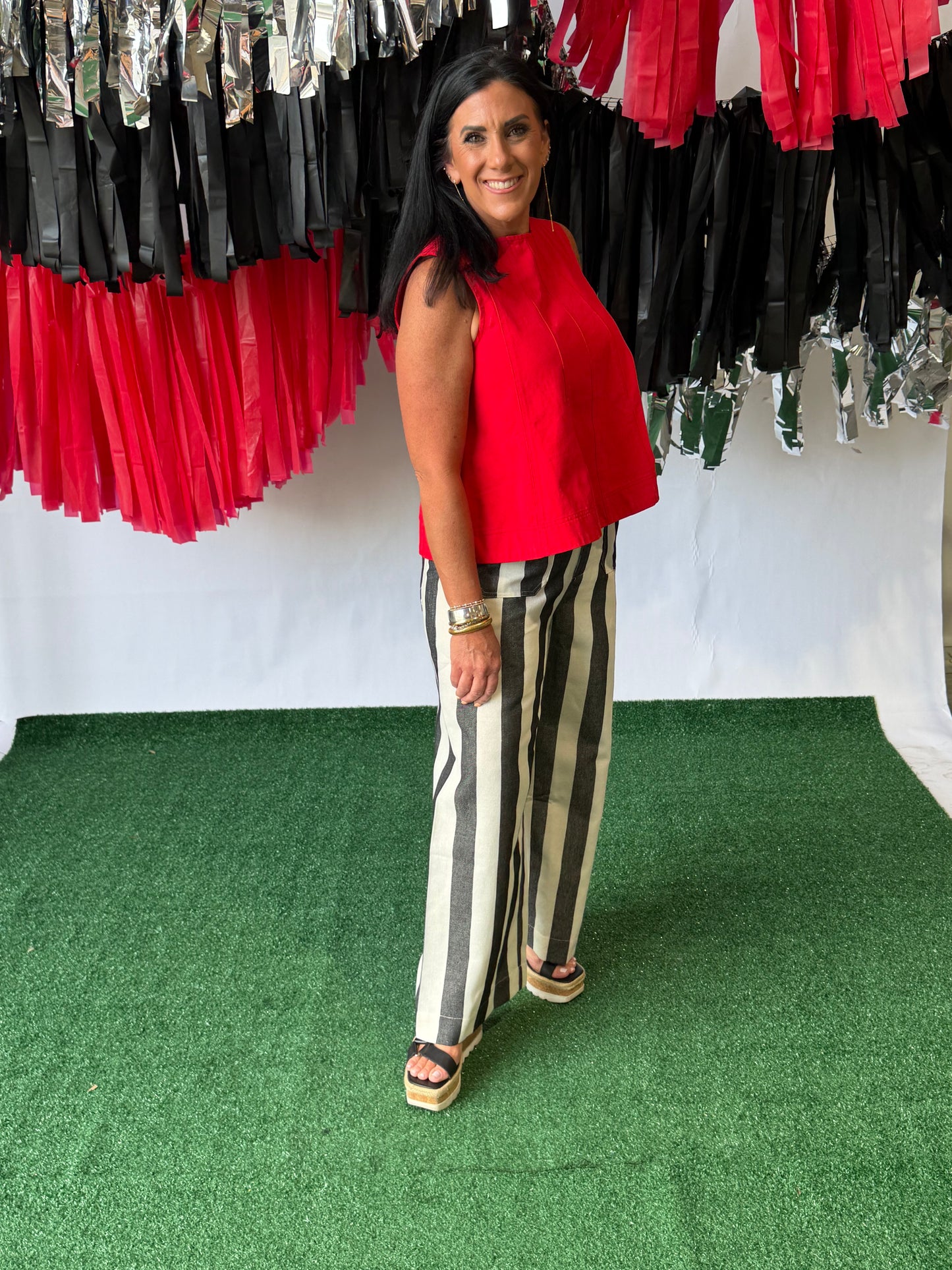 Black and white stripe pants