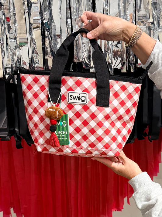 Game day gingham Swig lunch tote game day