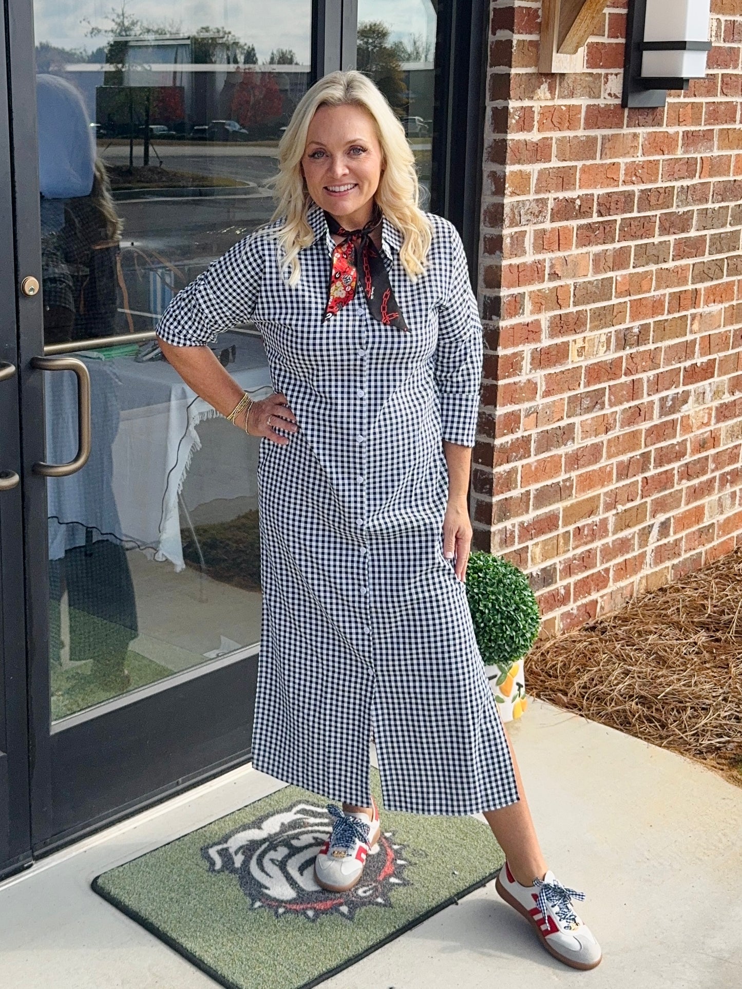 Gingham collection shirt dress red and white