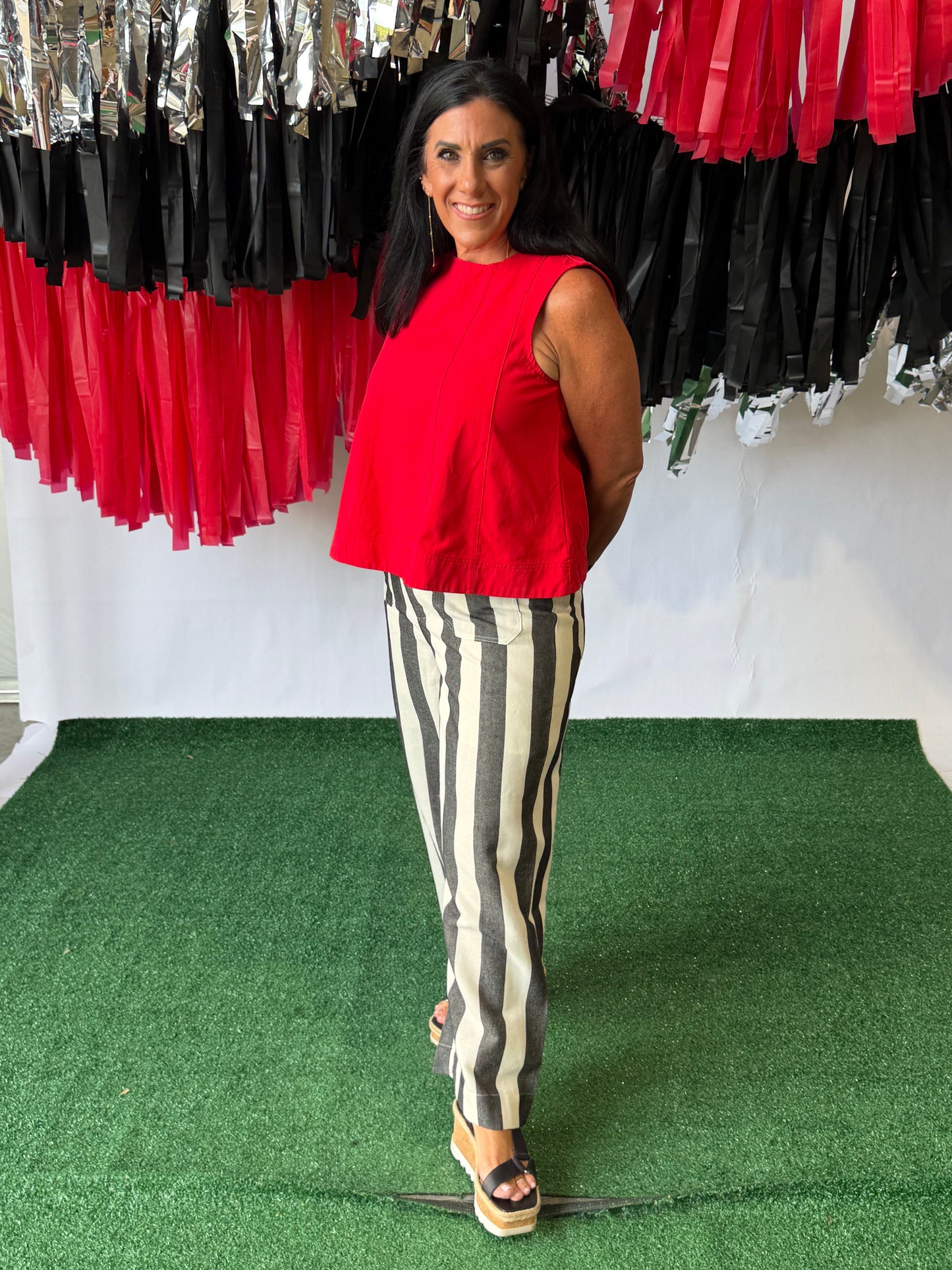 Black and white stripe pants