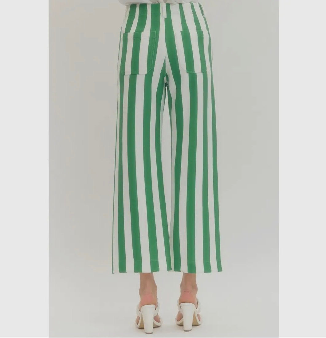 Green stripe pants