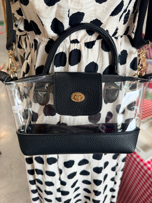 Clear purse with one handle black
