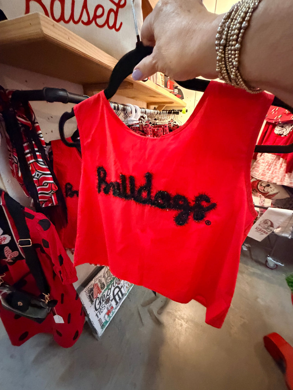 Rope script tie back cropped tank with bows
