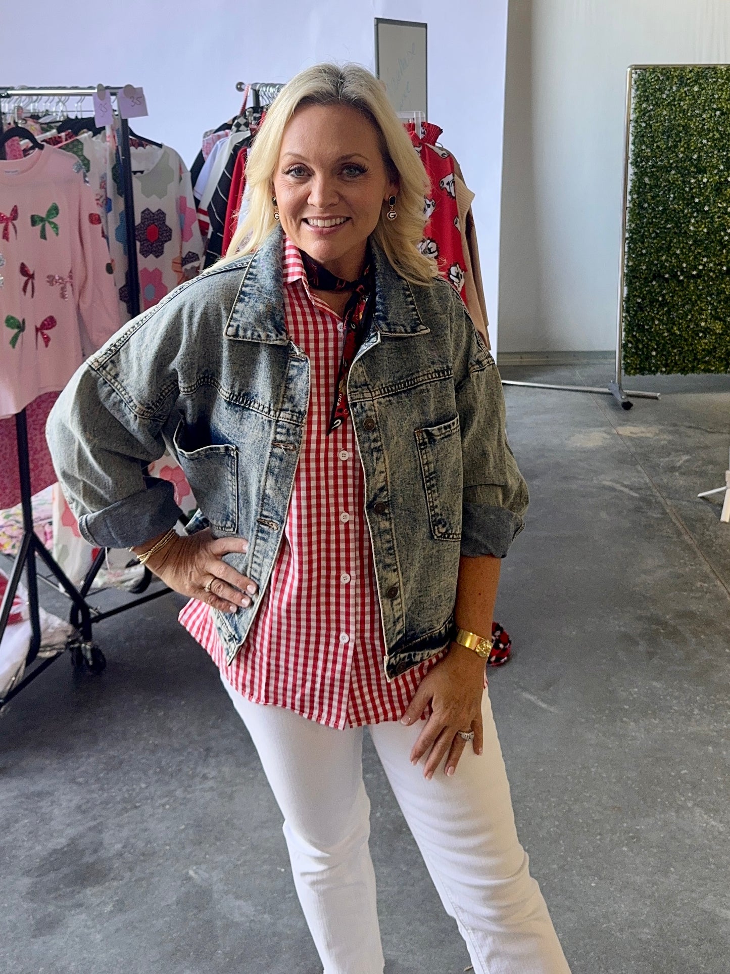Gingham collection red and white checked shirt up to size 2XL!