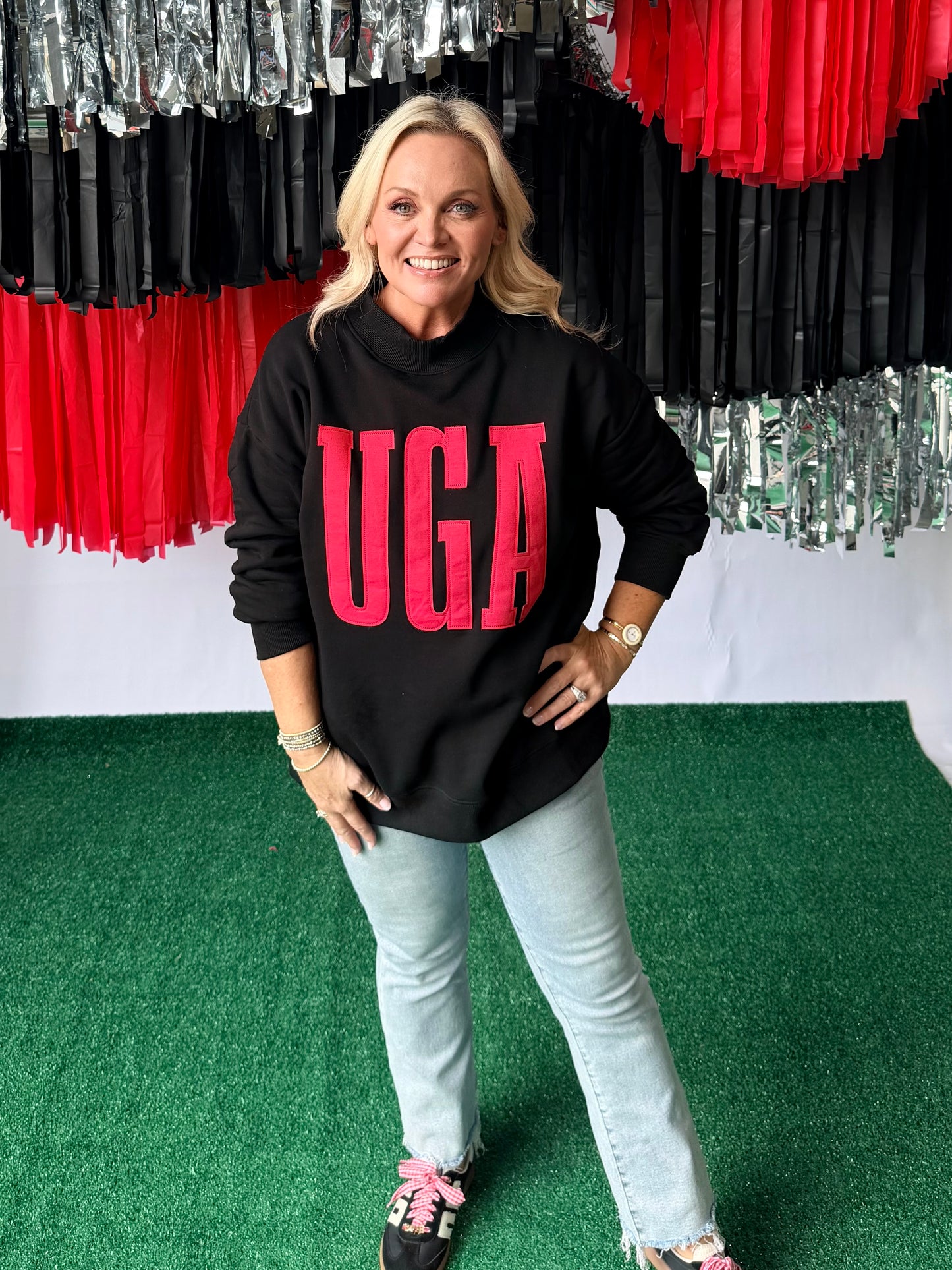 Mock neck with UGA appliqué licensed