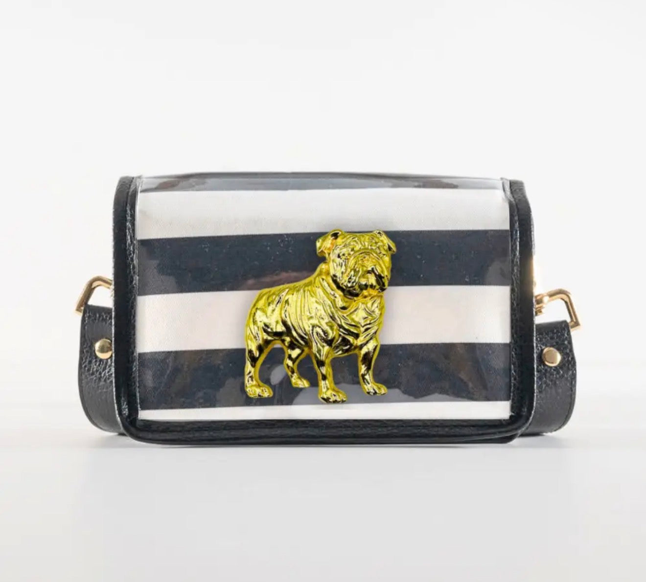 Black strip petite clear bag