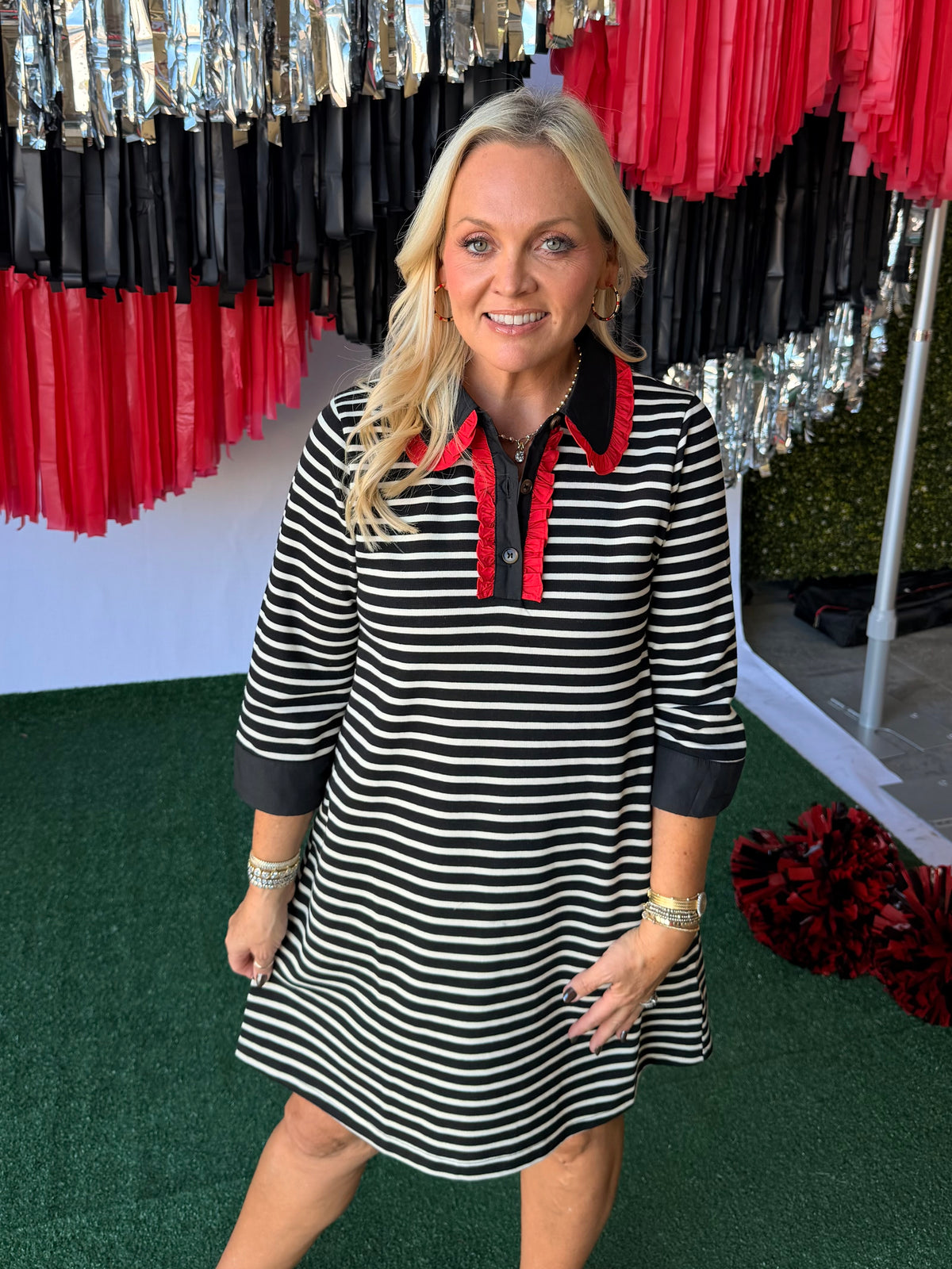 Black and white stripe dress