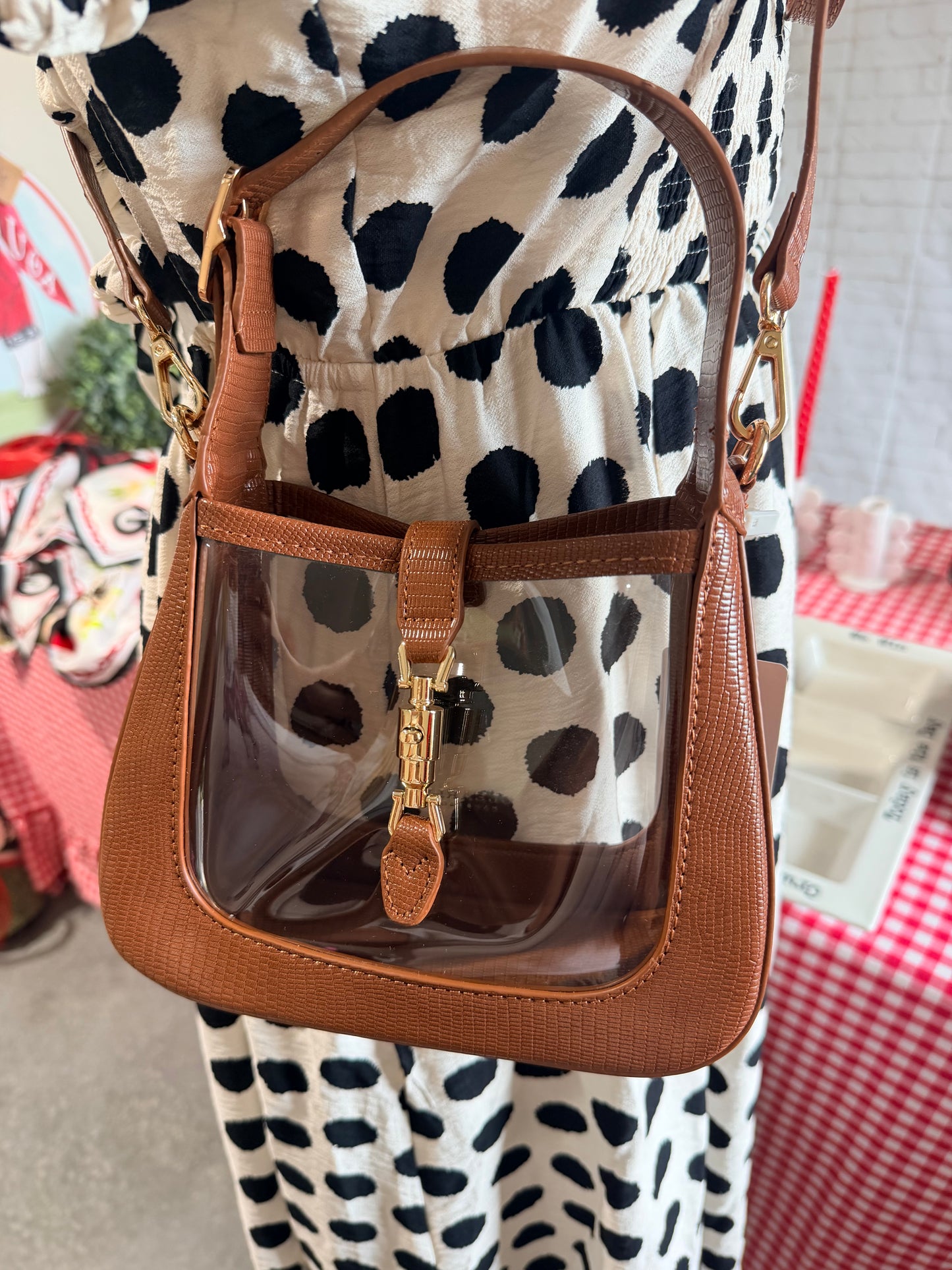 The Paige clear bag brown