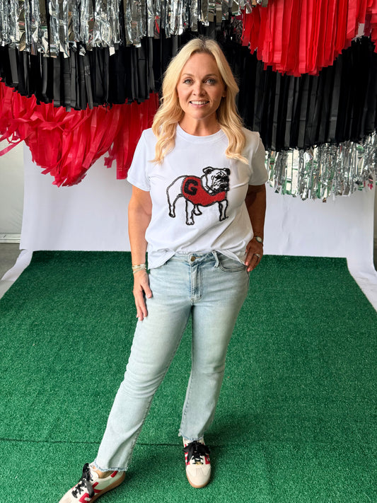 Mascot beaded tee bulldog- goes up to 3XL