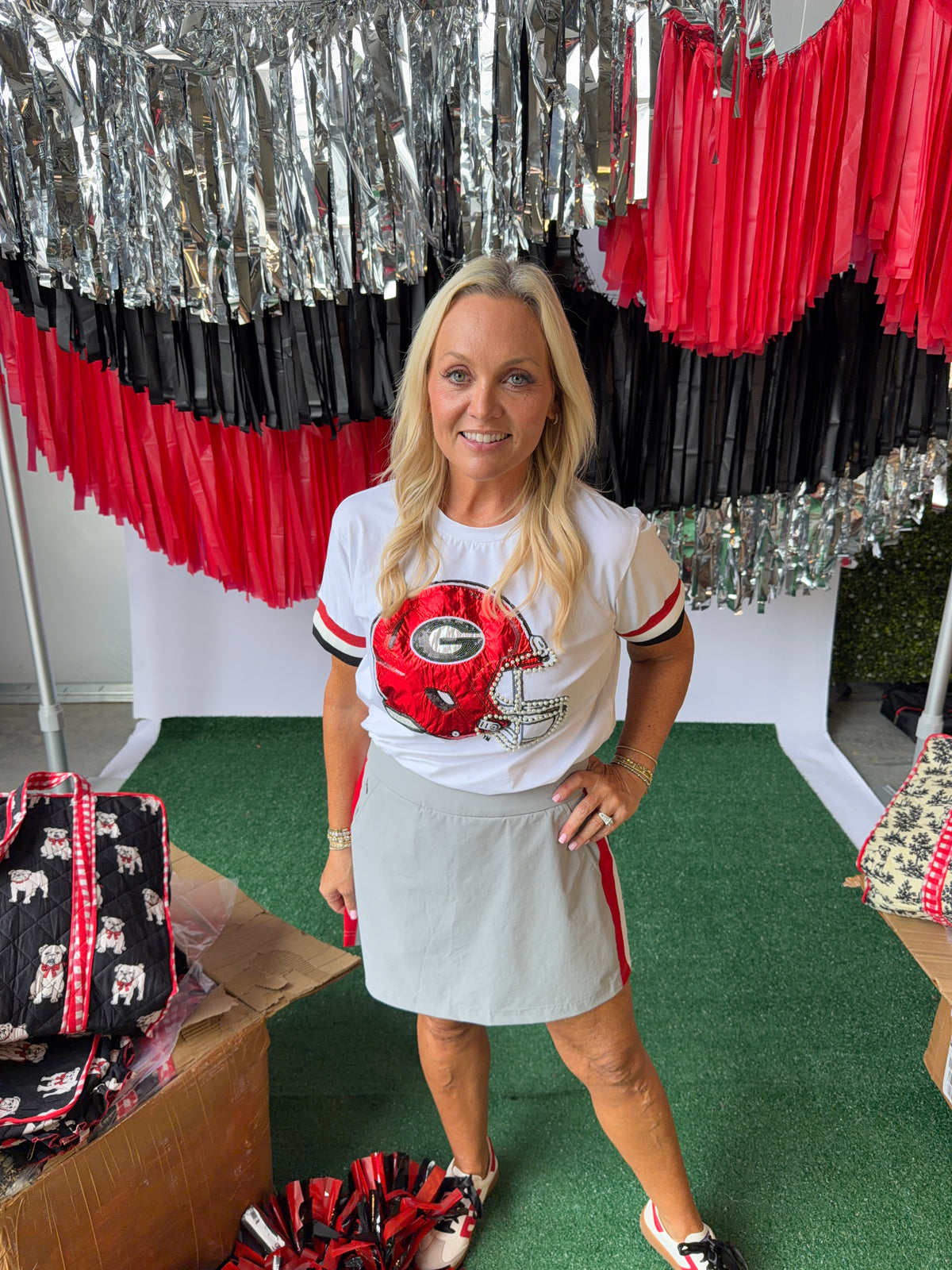 Georgia sparkle and pearl helmet tee