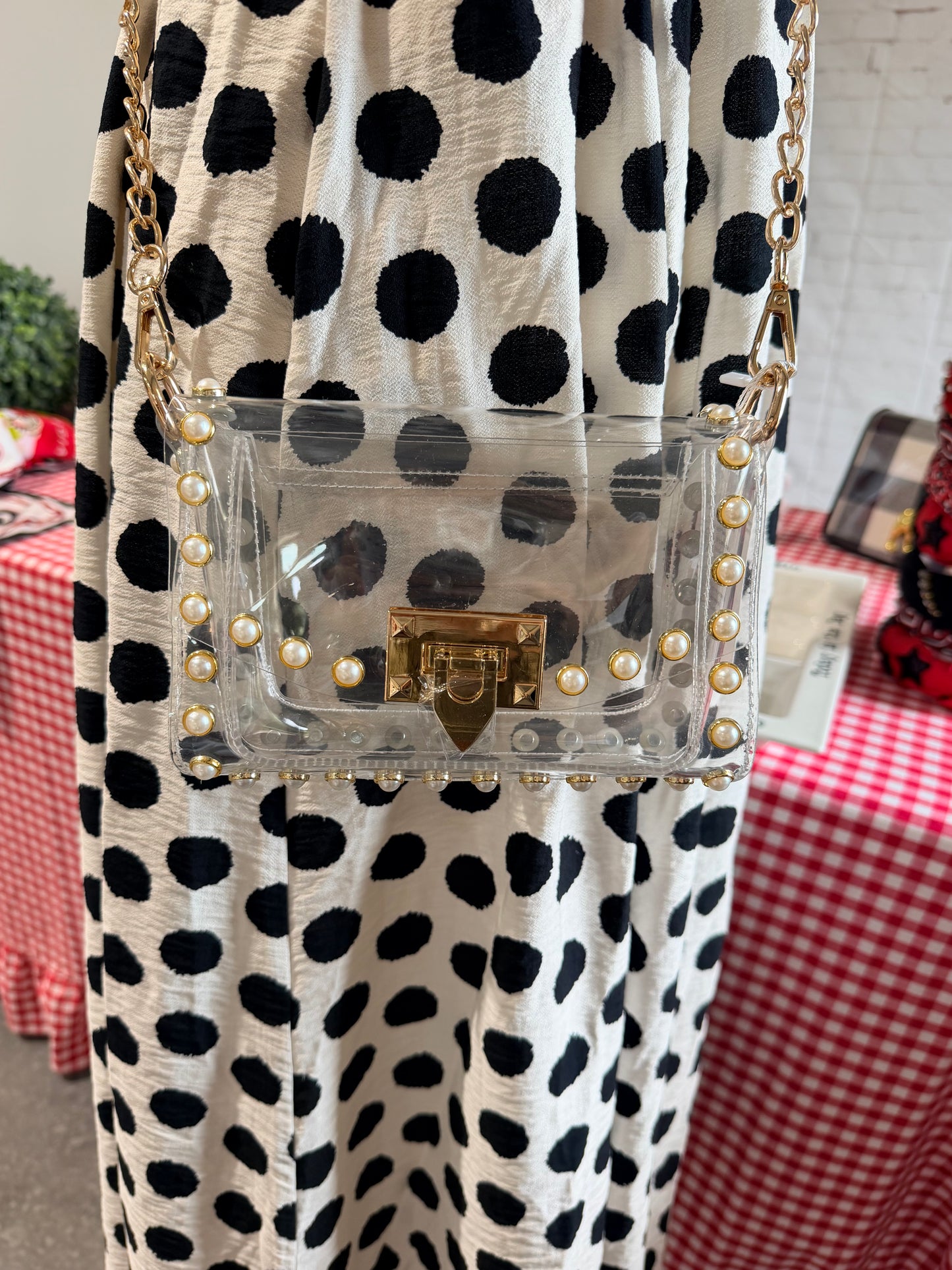 The Jackie clear purse with pearls