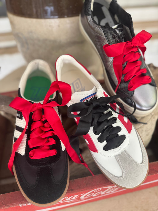 Game day shoe laces red or black one lace! Order two if u need for two shoes!