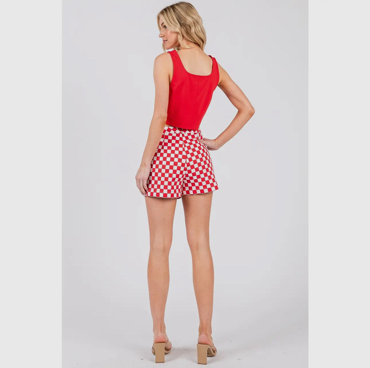 Game day checkered skort red and white