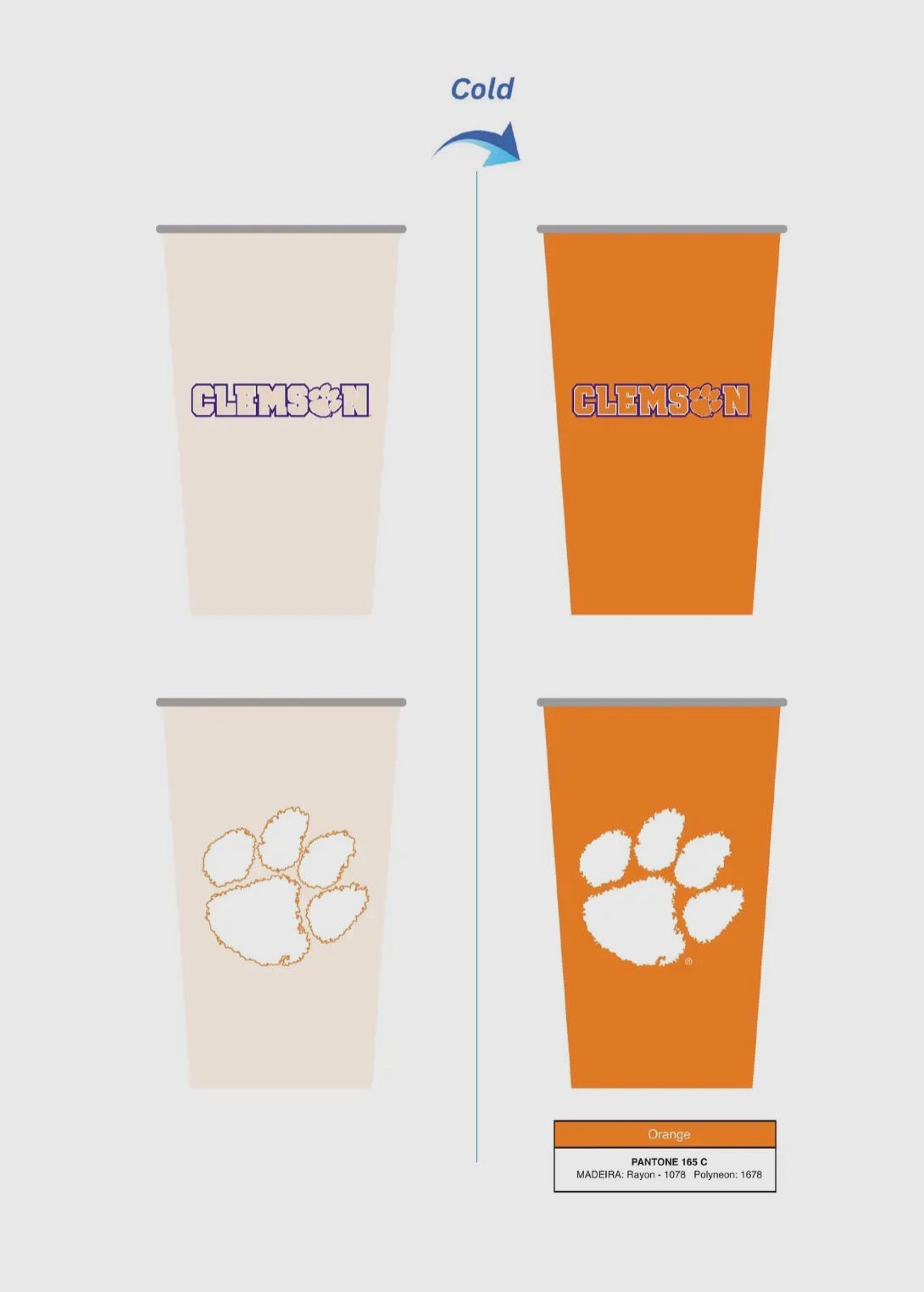Clemson university color changing cup