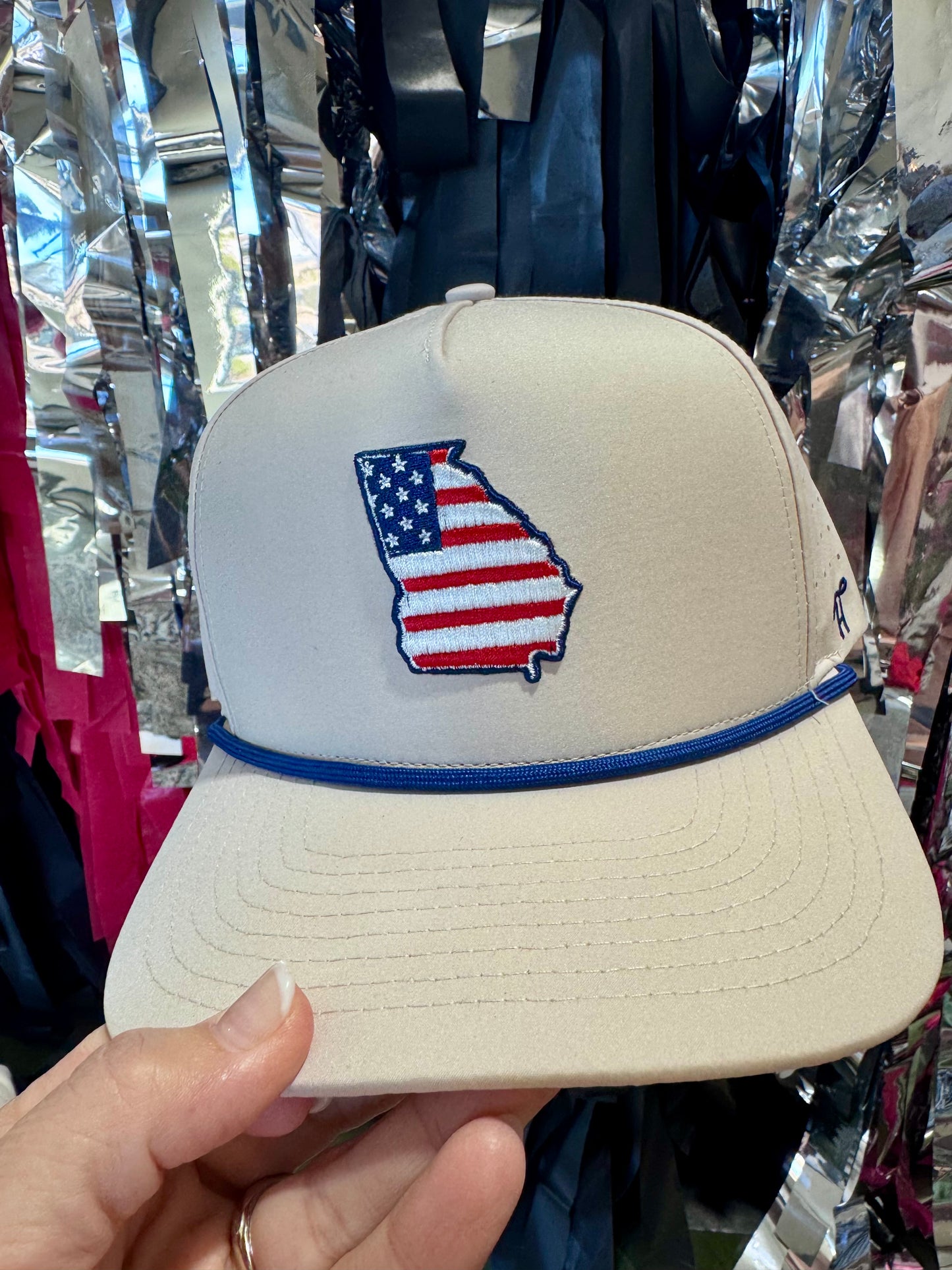 Georgia flag state hat khaki