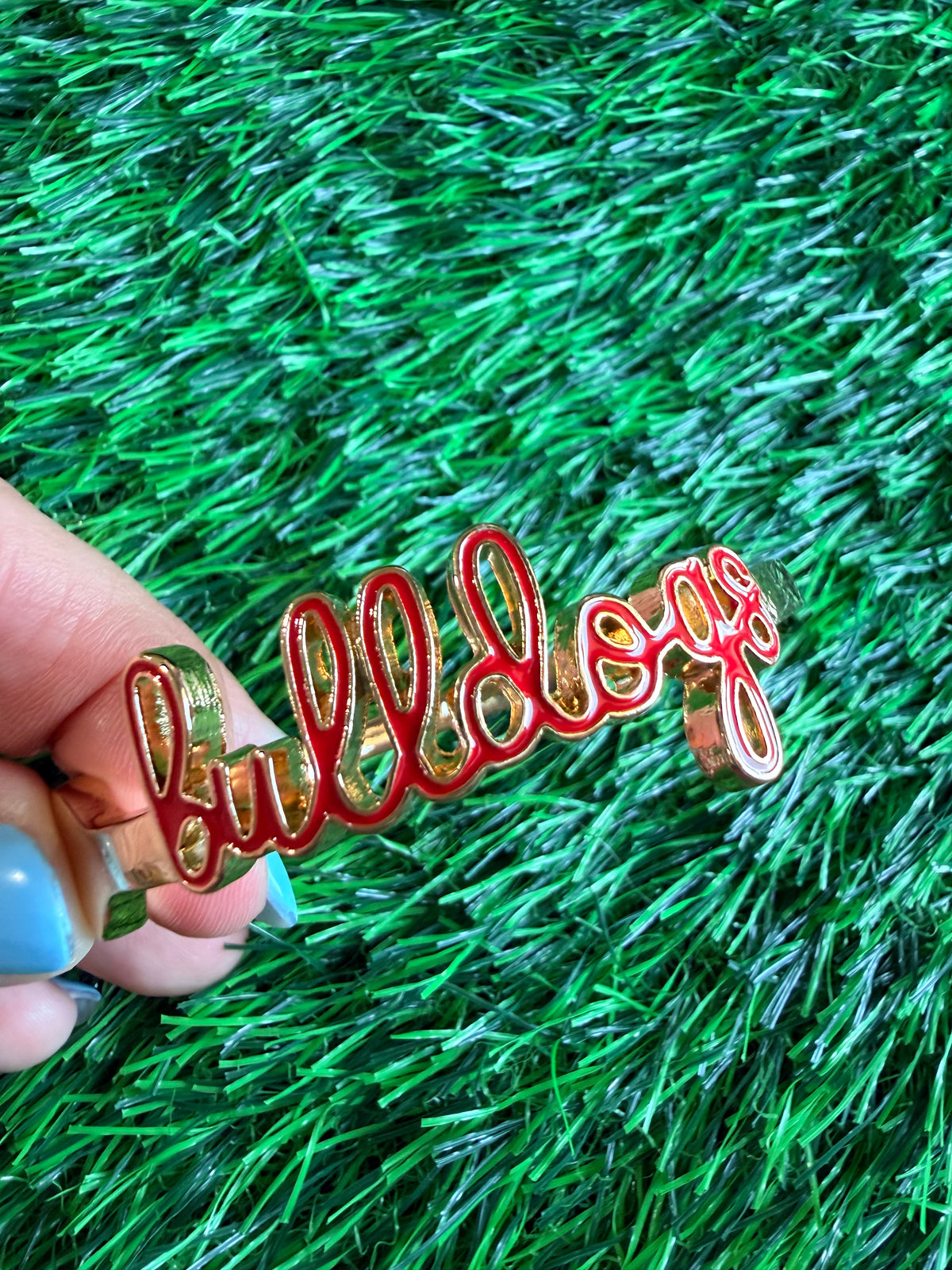 Bulldog cursive enamel hinge bangle