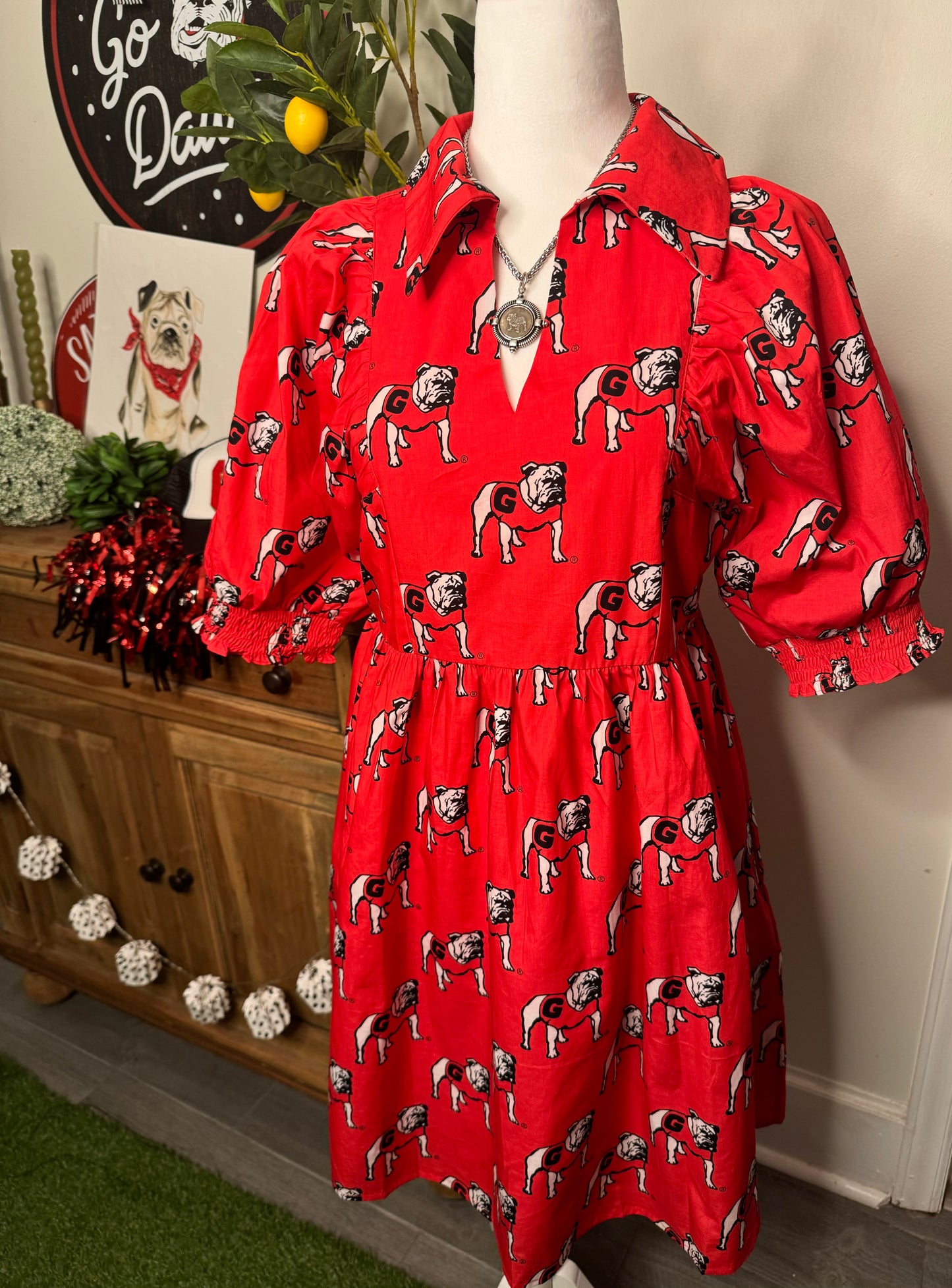 New! The poplin red dress with pockets warehouse sale