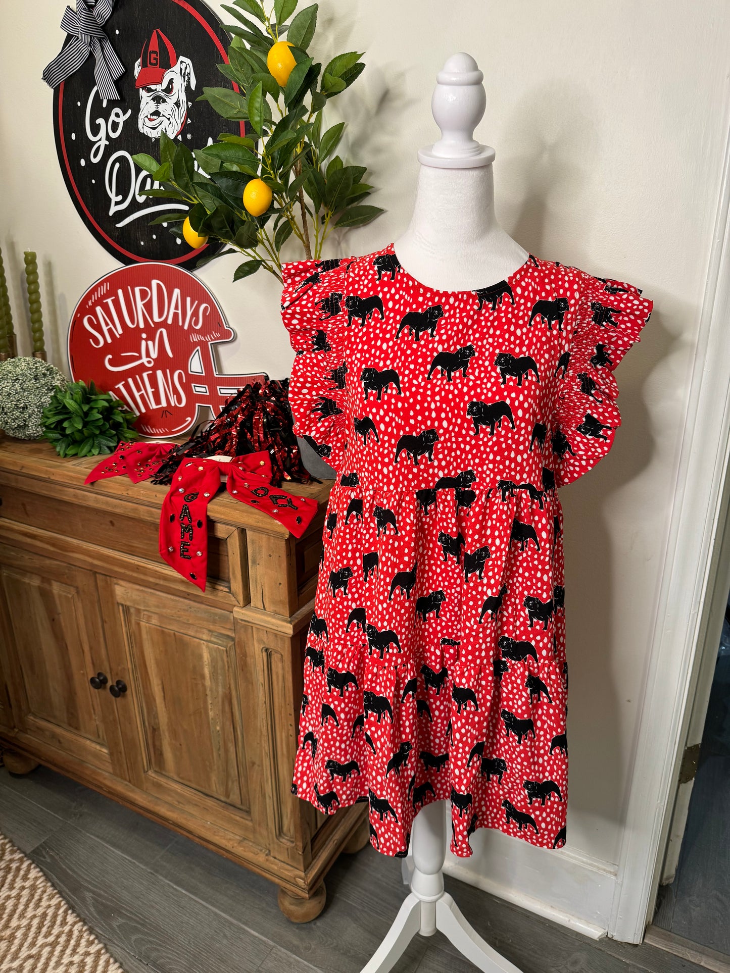 Dog dress black and red