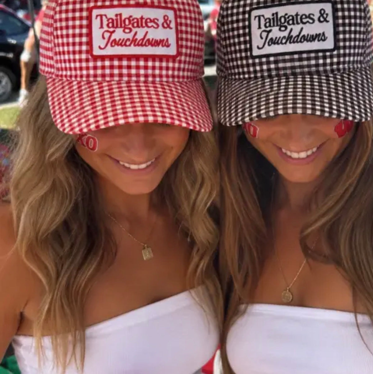 Red and white gingham hat