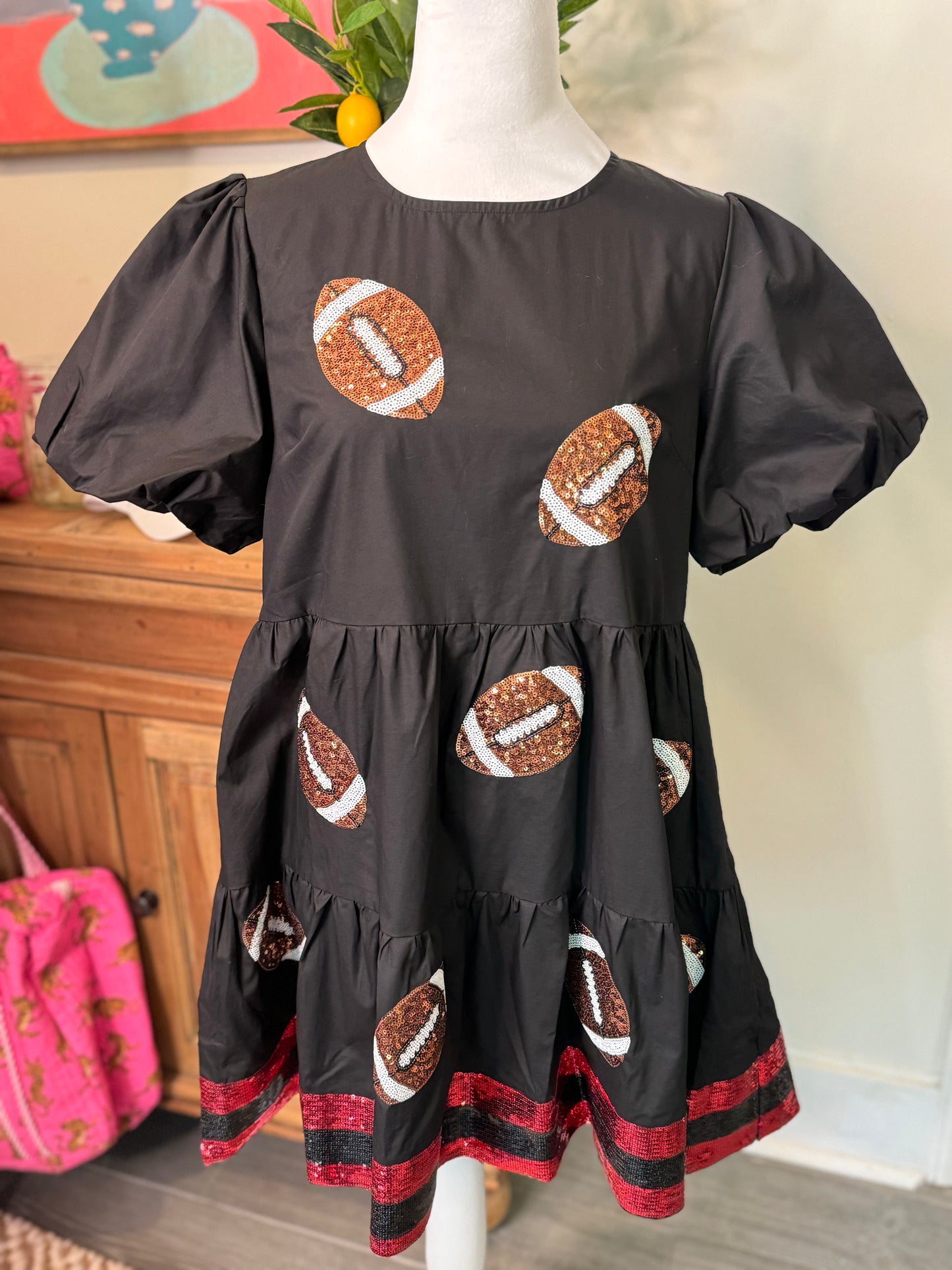 Black dress sequin football