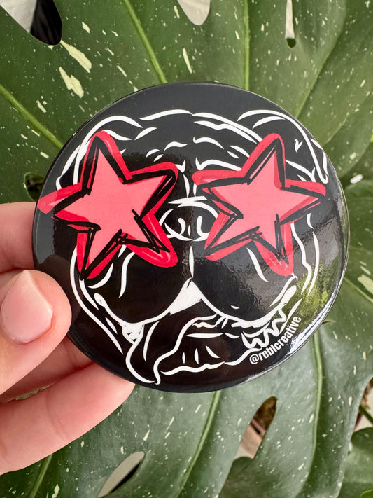 Large game day button dog with sunglasses