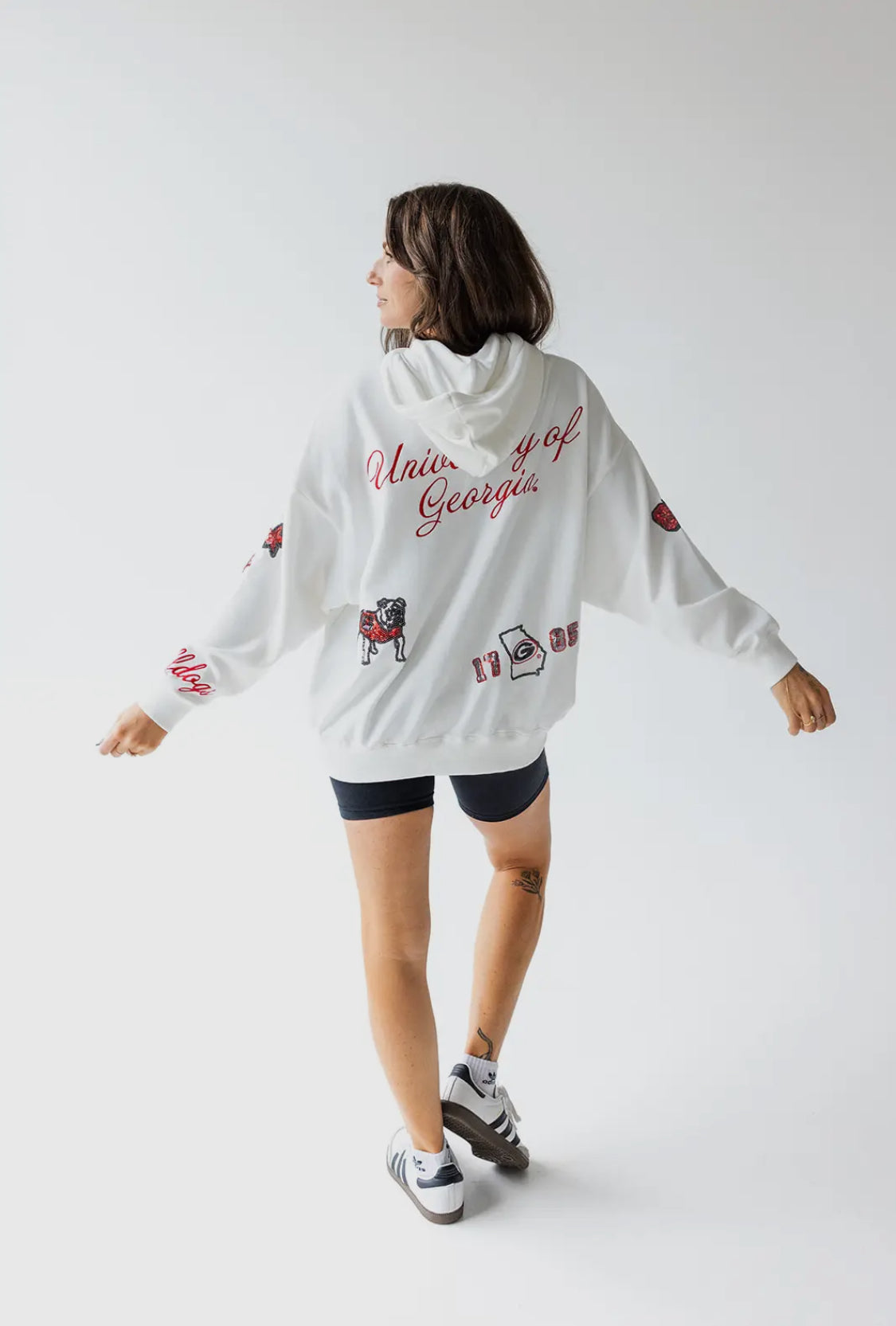 Sweatshirt oversized licensed hoodie sequin and embroidered