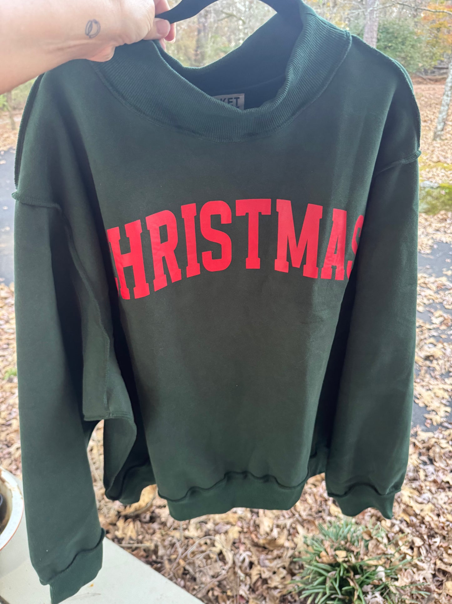 Mock neck green with Red Christmas reversible!