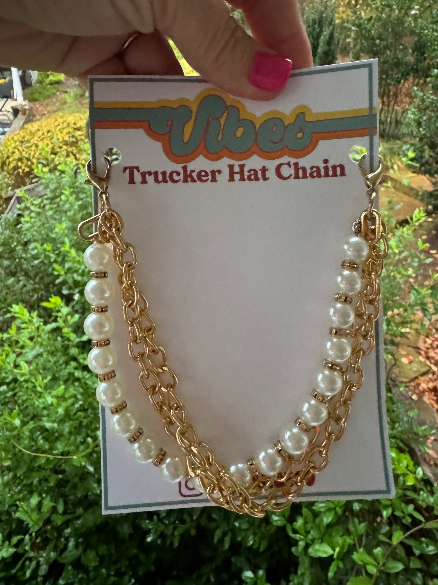 Trucker hat chain triple layer pearl