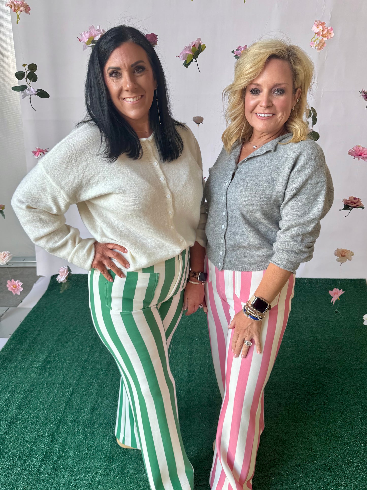Green stripe pants