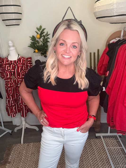 Boutique luxury top black and red