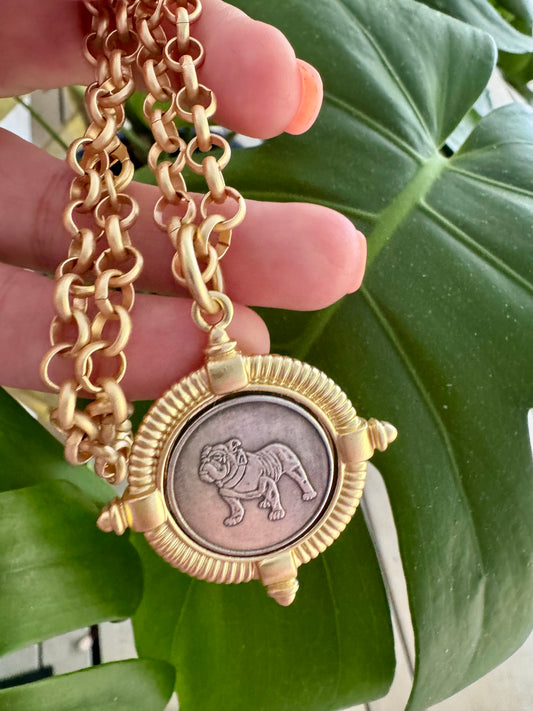 Dog coin chain necklace matte gold