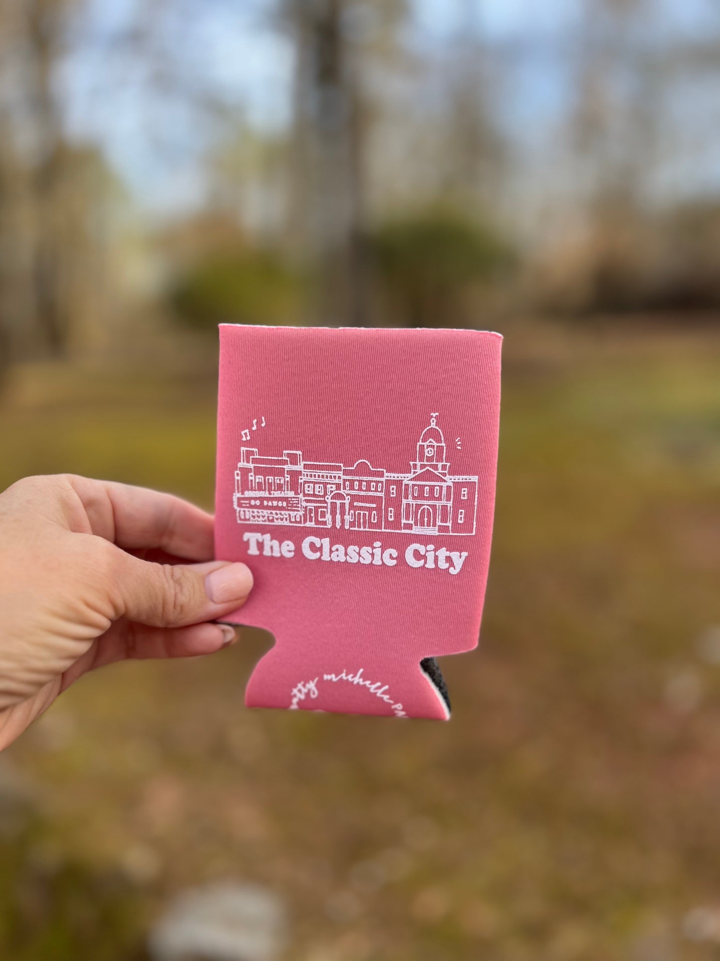 My heart belongs in athens can koozie pink