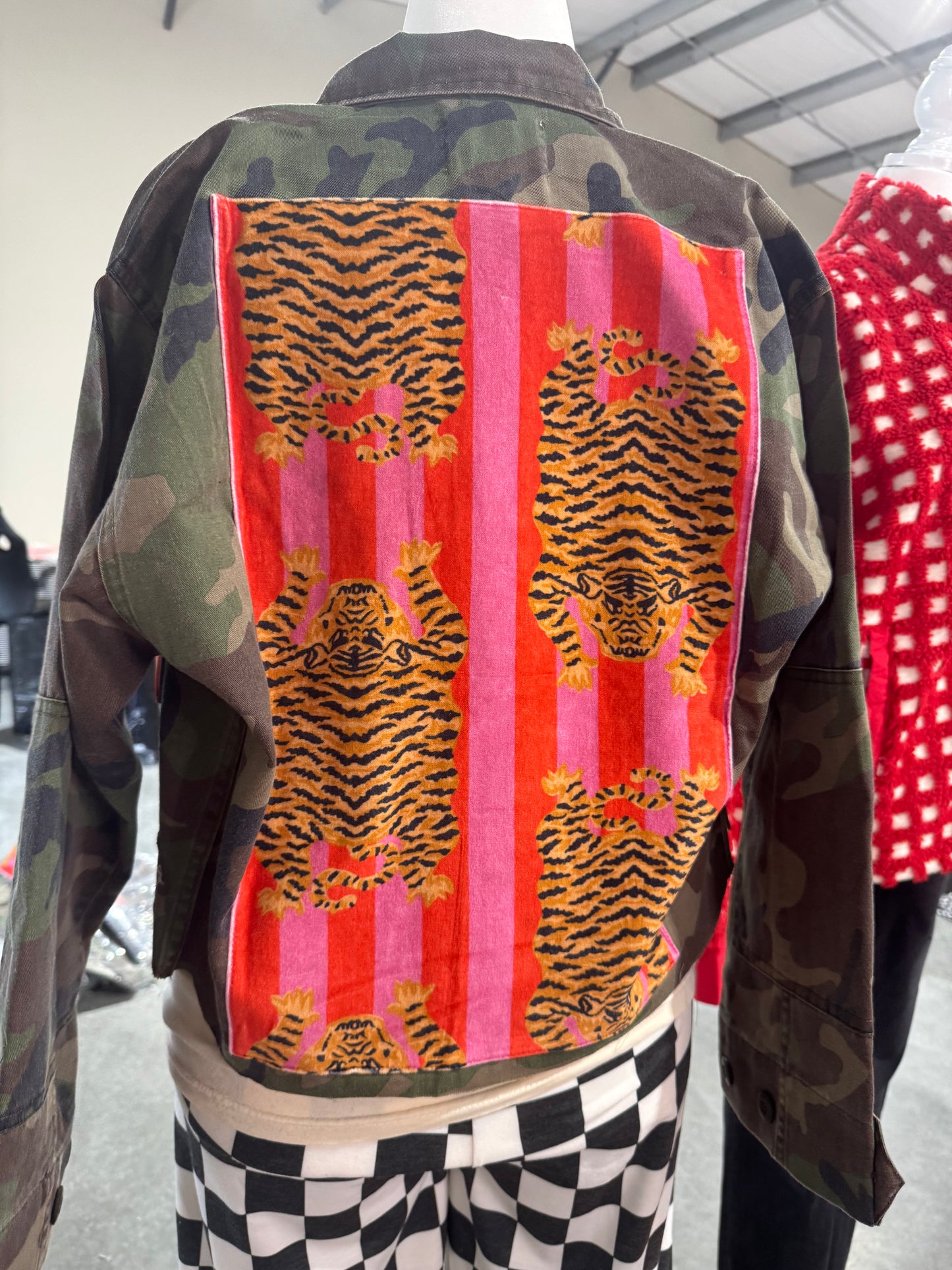 Camo jacket tiger velvet fabric patches