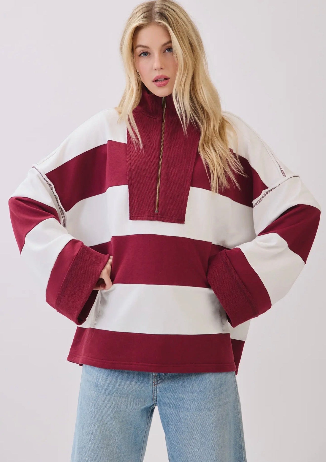 Varsity puloger maroon and white