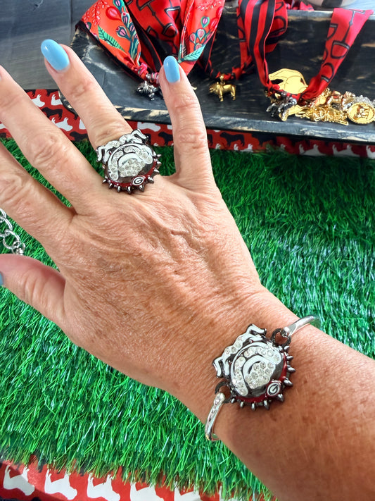 Licensed bulldog silver cuff