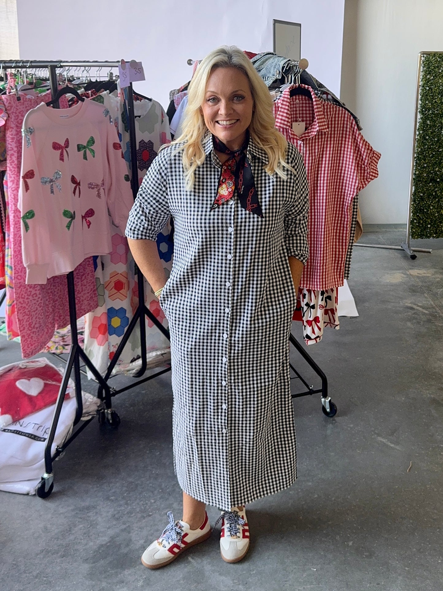 Gingham collection black and white shirt dress