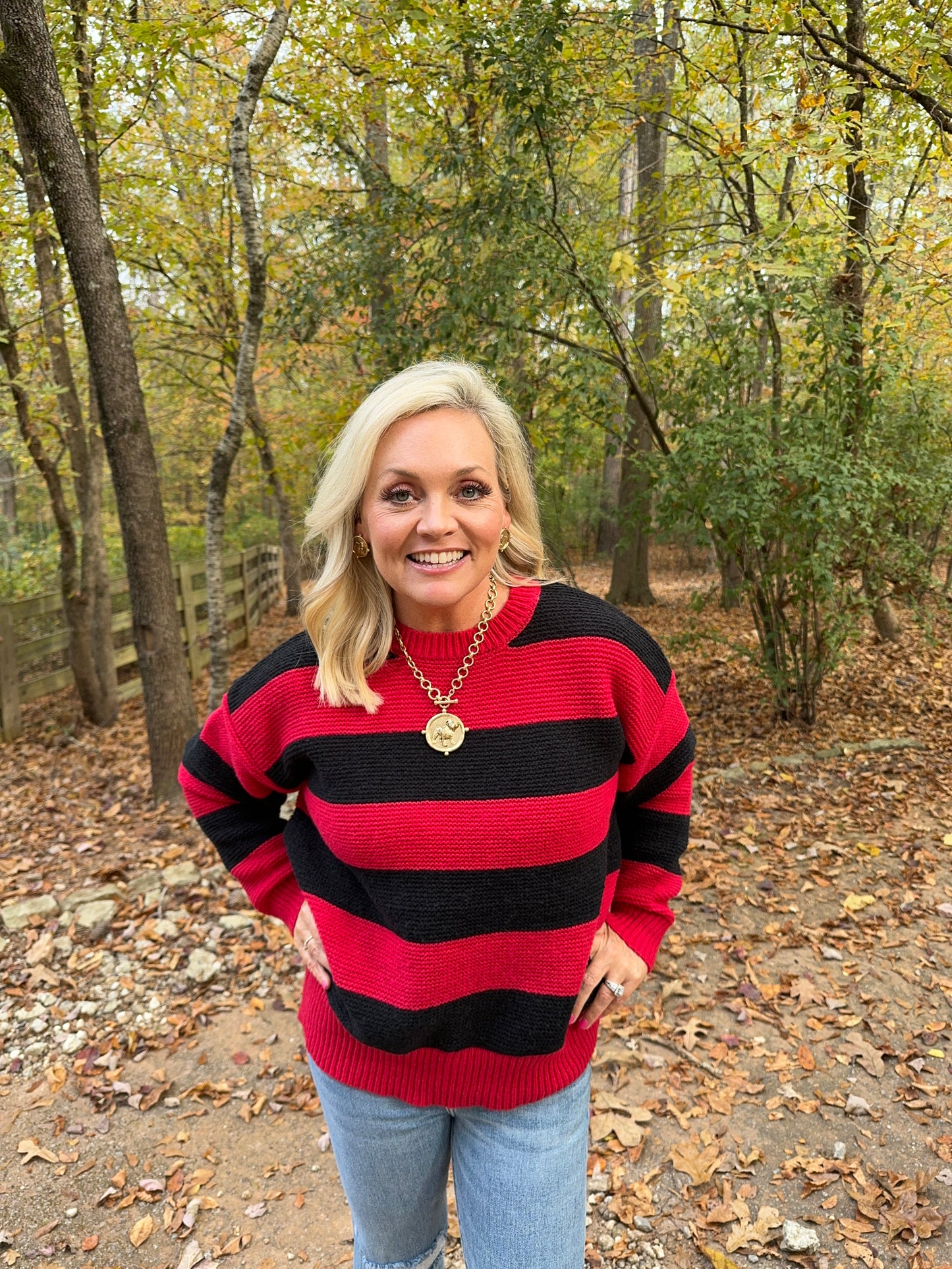 Black and red striped sweater