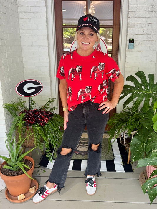 The bulldog sequin Terry top