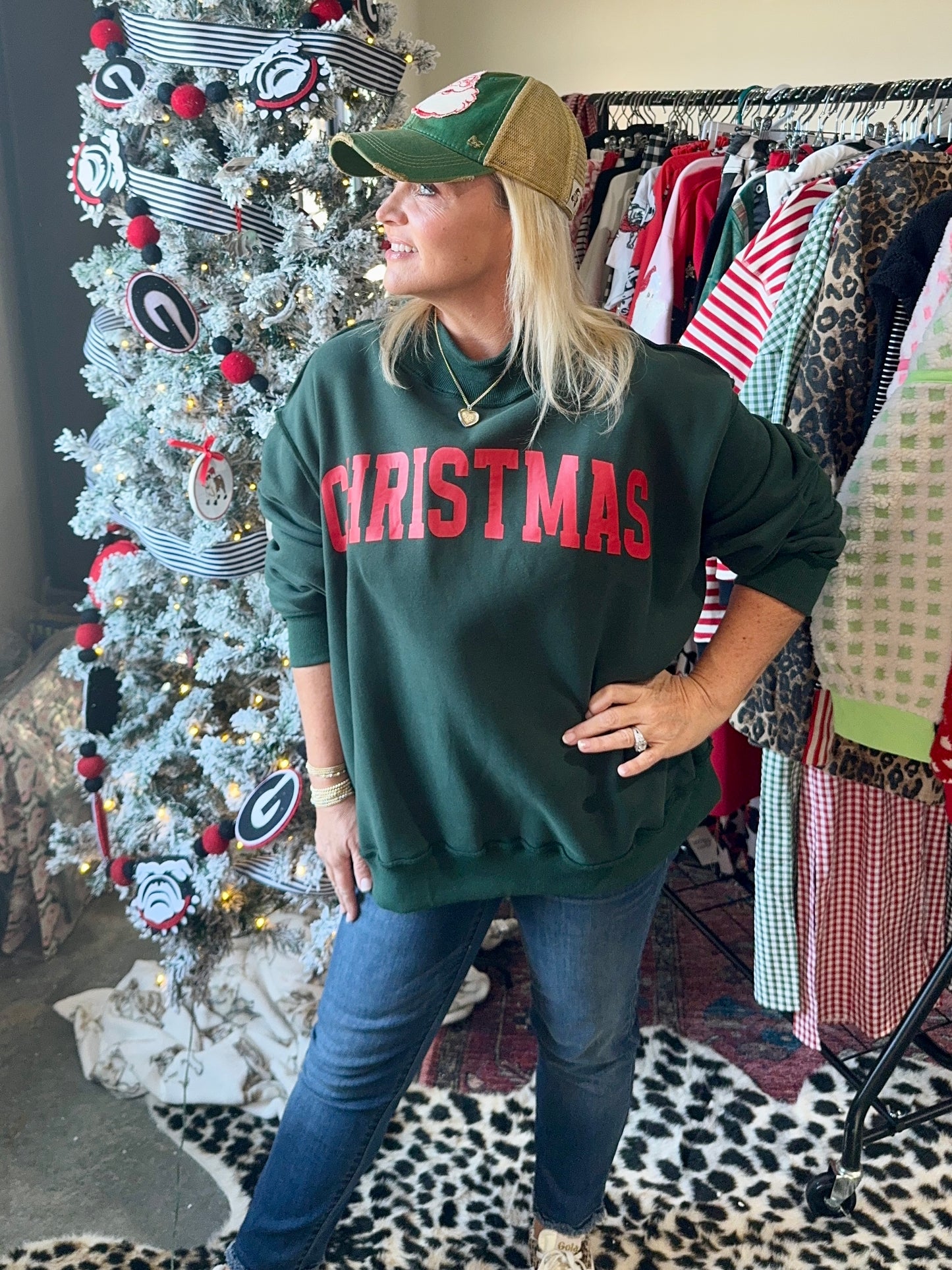 Mock neck green with Red Christmas reversible!