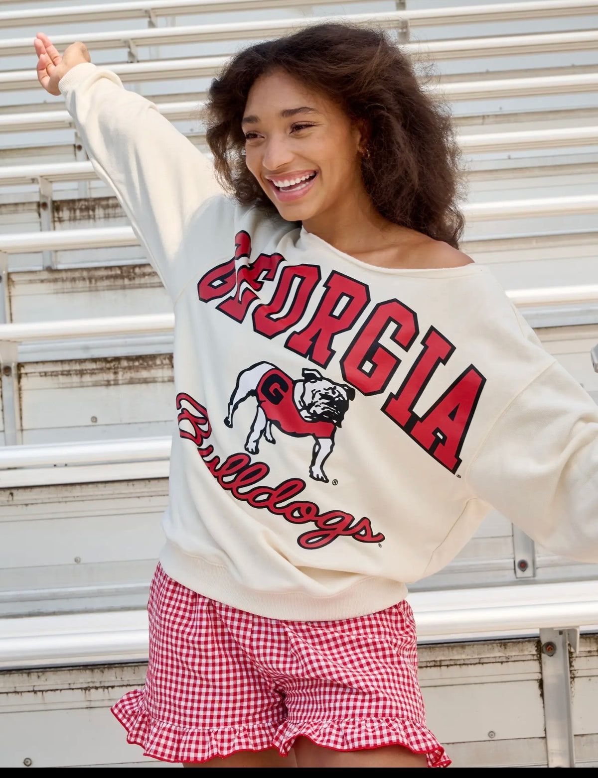 Off the shoulder licensed sweatshirt