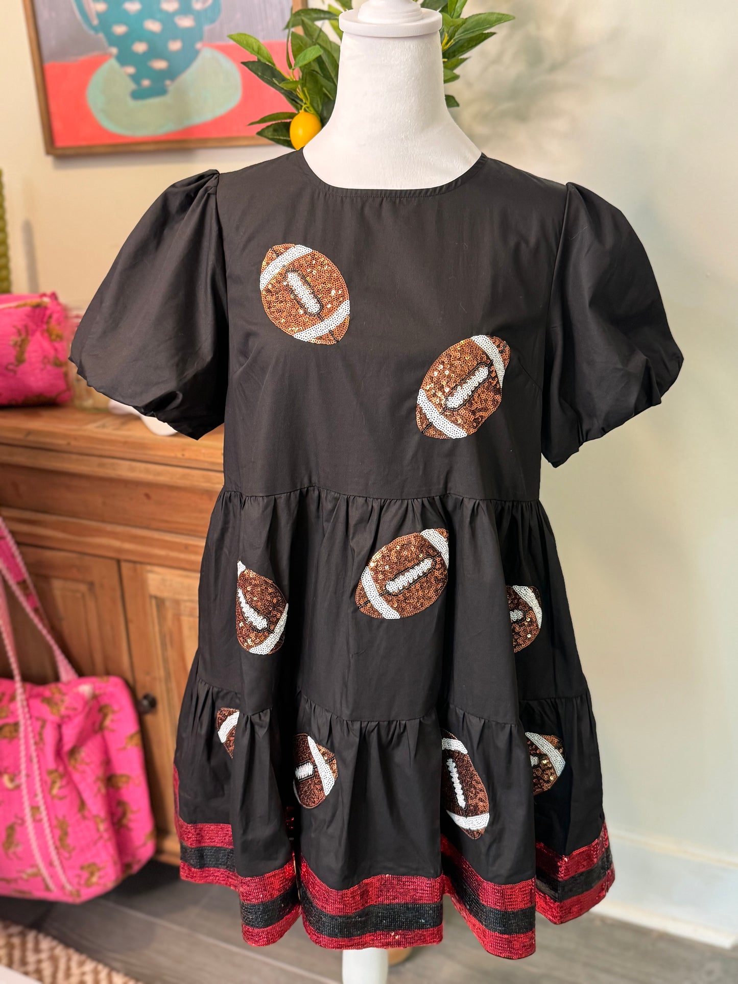 Black dress sequin football