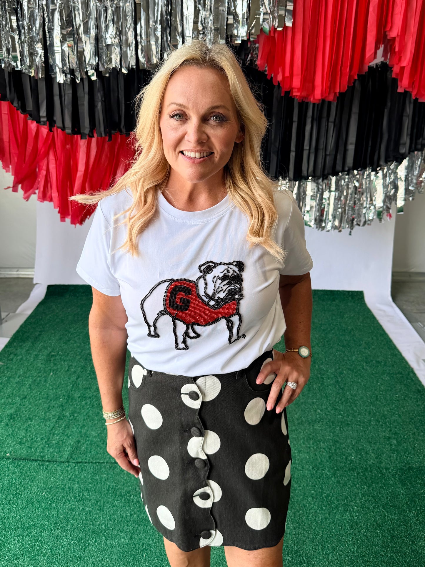 Mascot beaded tee bulldog- goes up to 3XL